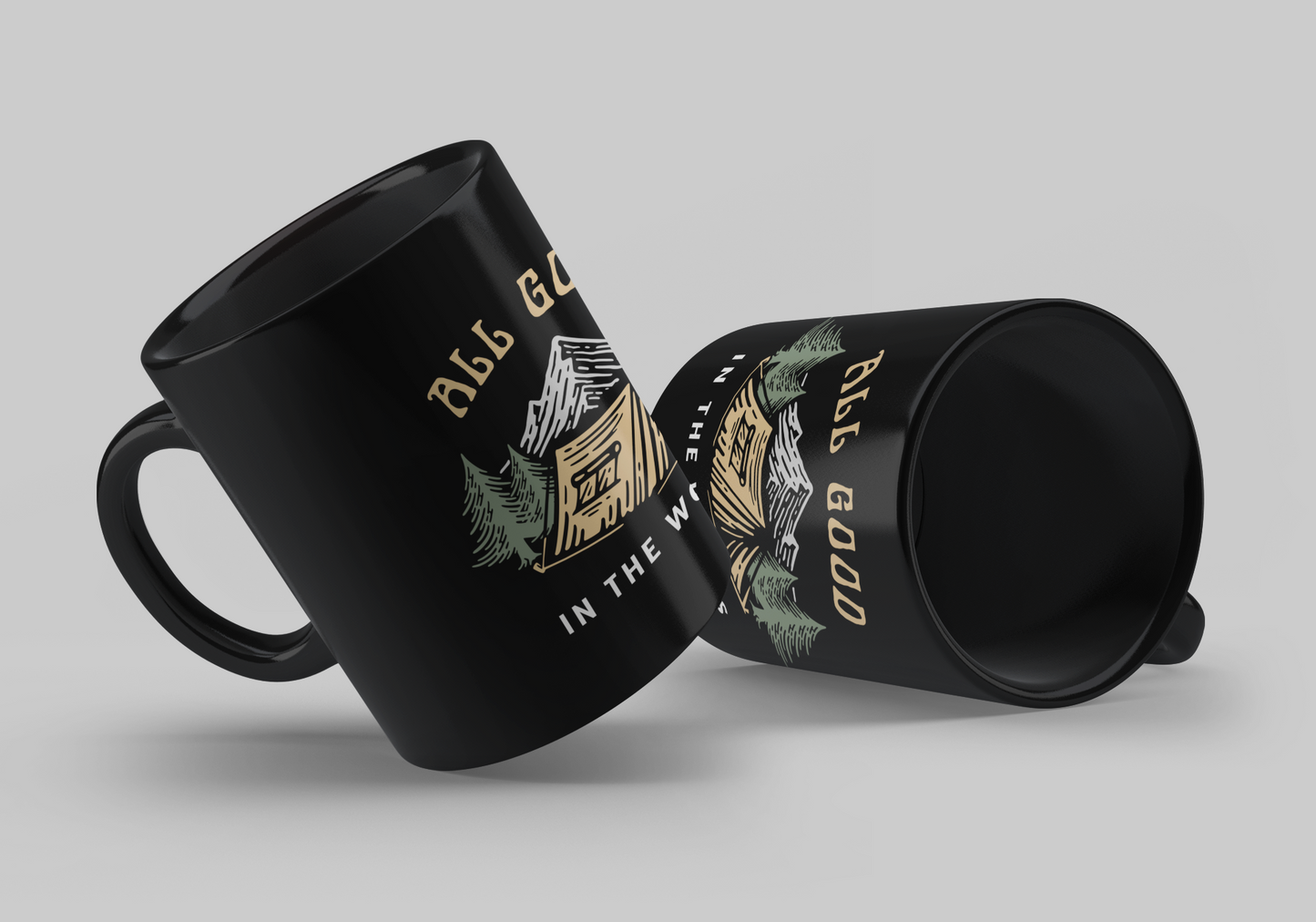 All Good In The Woods Black Mug