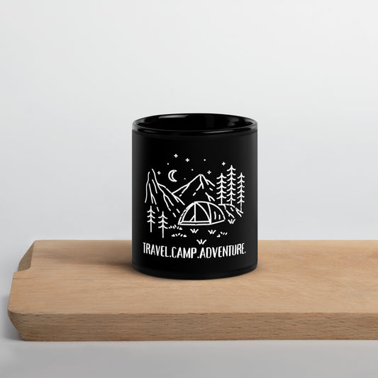 Travel Camp Adventure Black Mug