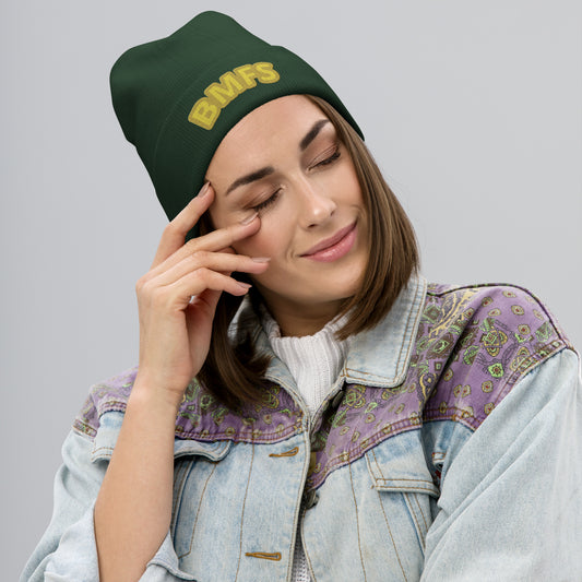 BMFS Green and Yellow Embroidered Beanie