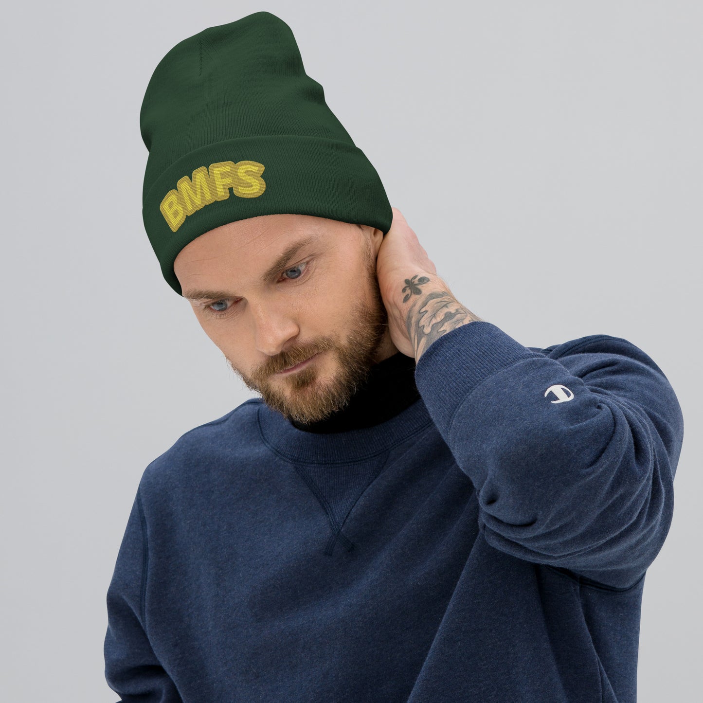 BMFS Green and Yellow Embroidered Beanie