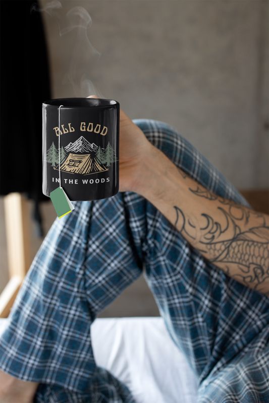 All Good In The Woods Black Mug